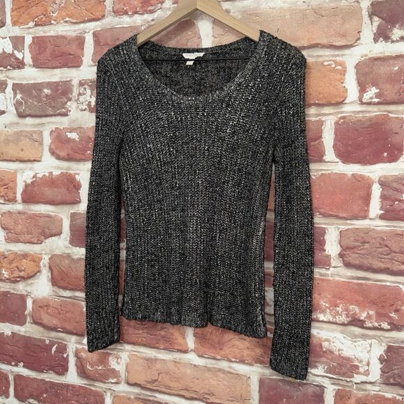 Eileen Fisher Sweater Womens Medium Petite Black White Firm Knit Popover - Picture 3 of 10